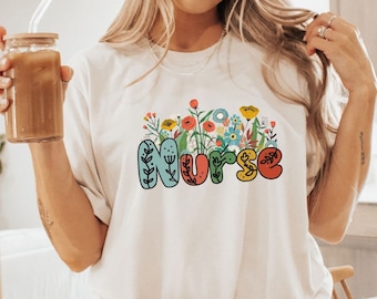 Floral Nurse Shirt, Nurse Appreciation, New Nurse Gift, Nurse Student Tee, Nurse Life Shirt, Nurse Week, Nursing School, Registered Nurse