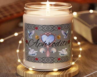Aphrodite Scented Soy Candle: Greek Goddess Altar Candle, 9oz