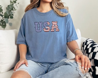 4th of July T-Shirt, USA Flag T-Shirt, Independence Day Shirt, American Flag Shirt, USA Logo Shirt, Comfort Colors Shirt, Big USA Shirt
