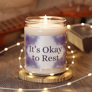 PMDD Scented Soy Candle, 9oz: Its Ok to Rest Mental Health Gift