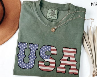 4th of July T-Shirt, USA Flag T-Shirt, Independence Day Shirt, American Flag Shirt, USA Logo Shirt, Comfort Colors Shirt, Big USA Shirt