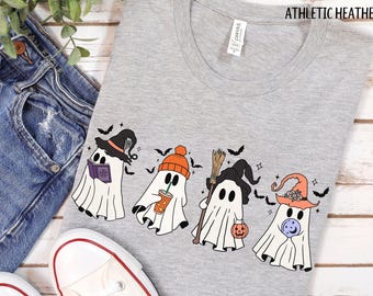 Ghost Reading Book T-Shirt: Spooky Halloween Witch Shirt