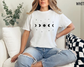 Moon Phase T-Shirt, Sun and Moon Shirt, Mystic Moon Shirt, Witchy Shirt, Celestial Shirt, Moon shirt, Moon Phases Shirt, Witchy Aesthetic