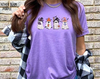 Ghost Reading Book T-Shirt: Spooky Halloween Witch Shirt