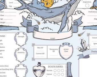 Space Whale DnD Character Sheet – Cosmic Fantasy PDF