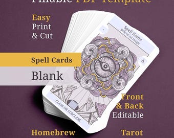 Eldritch Eye Blank Fillable Spell Cards DnD 5e: PDF Template for Warlock & Sorcerer