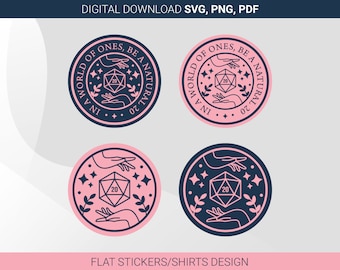 Dungeons and Dragons Natural 20 Flat Design, SVG, PNG, PDF (Digital Download)
