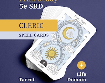 DnD 5e Cleric Spell Cards – Tarot Size, Ouroboros Design (PDF)