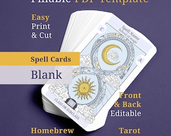 Ouroboros Sun & Moon Spell Cards, Fillable DnD 5e (PDF)