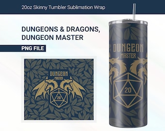 Dungeon Master Tumbler Wrap, DnD Dragons Design (PNG)