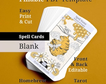 Honey Bee Spell Cards: Fillable DnD 5e Druid & Ranger (PDF)
