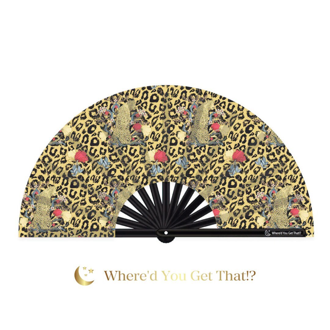 Leopard Print Bamboo and Satin Finish Rave Clack Folding Hand Etsy