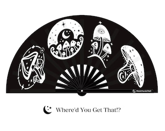 Magical Mushroom Rave Fan: Large Clack Folding Fan