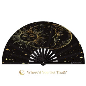 Sun and Moon Hand Fan | Rave Fan | Large Folding Fan | Clack Fan