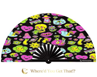 Skullz Rave Fan: Multicolor Clack Folding Fan