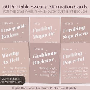 Tarjetas de afirmaciones con groserías: 60 frases imprimibles en beige neutro para el amor propio y la confianza femenina