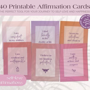 Aesthetic Printable Affirmation Cards, Self-Love Affirmation Cards, Positive Affirmation Deck Digital Download, Gradient Affirmation Cards