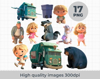 Trash Truck PNG, Trash Truck Cake Topper, Digital file