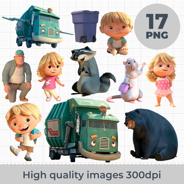 Trash Truck PNG, Trash Truck Cake Topper, Digital file