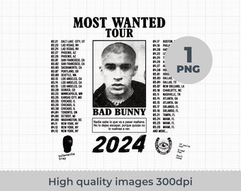 Bad Bunny Most Wanted Tour png, Bad Bunny Png, Bad Bunny Tour 2024