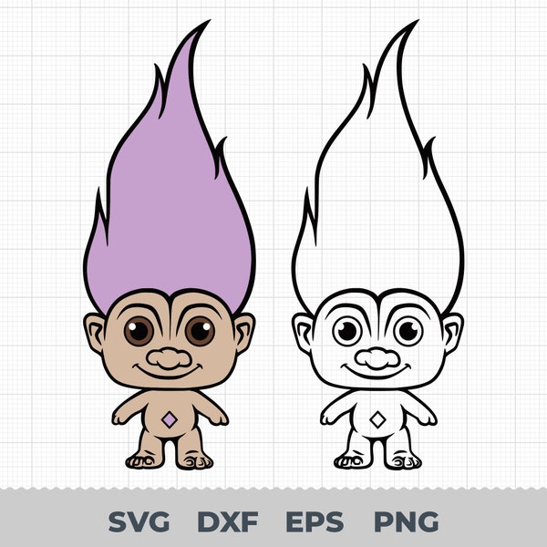 Troll Doll vintage 90s 00s SVG | Digital Download, SVG, PNG, Cricut, Silhouette Cut File, Vector Instant Download, Layered Sublimation File