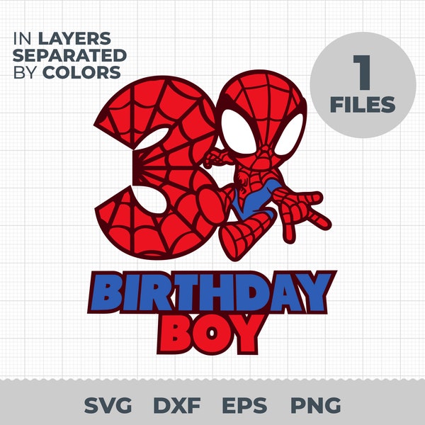 Spiderman svg, 3rd Birthday Boy svg, Birthday svg, Birthday Clipart, Birthday boy Sticker, Birthday svg Gift, Birthday Digital Download