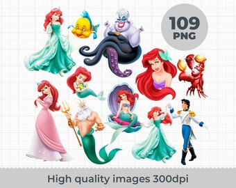 The Little Mermaid, The Little Mermaid PNG, The Little Mermaid characters, The Little Mermaid imagenes, Instant download