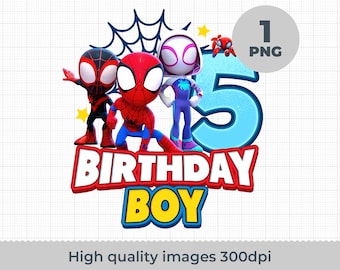 Spidey and His Amazing Friends png 5th Birthday Boy, Superhero PNG, Spidey, Printable trolls shirt design, Design Shirt, Instant Download