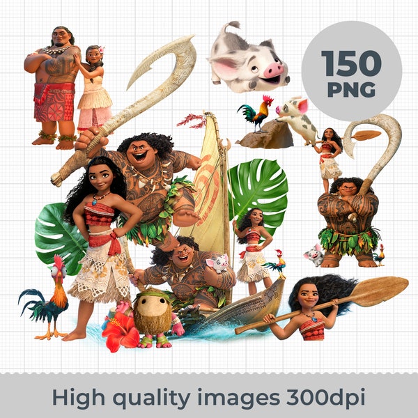 Moana PNG Bundle, Moana Clipart Instant Download, Princess Birthday, Princess clipart, Moana png, Moana Birthday clipart