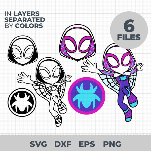 Gwen Clipart SVG, Gwen svg, Ghost Spider, Instant Download.