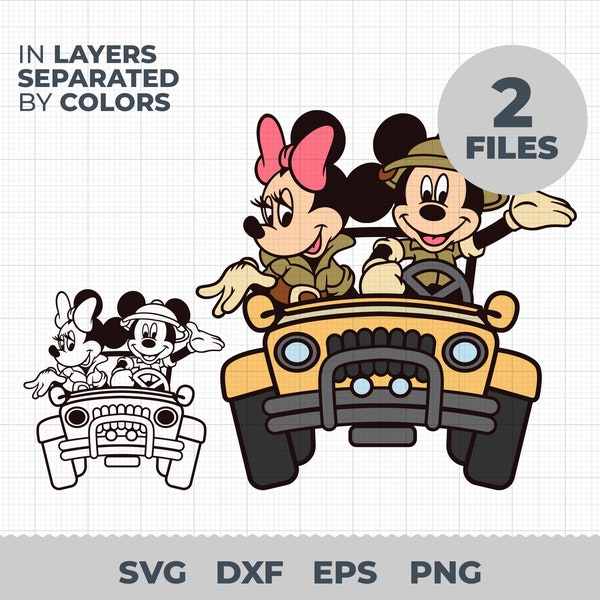 Mickey Safari Car Svg, Safari Mouse SVG, EPS, PNG, and safari jeep, Themed Centerpieces, instant download