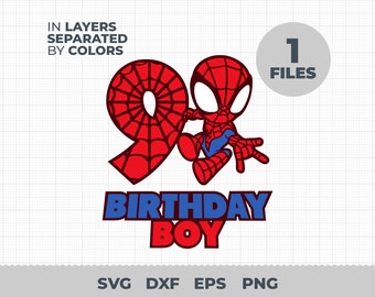 Spiderman svg, 9th Birthday Boy svg, Birthday svg, Birthday Clipart, Birthday boy Sticker, Birthday svg Gift, Birthday Digital Download