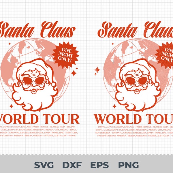 Santa Claus World Tour PNG SVG, Santa Claus PNG svg, Christmas png svg, Trendy png, Retro png, Vintage Christmas png