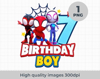 Spidey and His Amazing Friends png 7th Birthday Boy, Superhero PNG, Spidey, Printable Spidey shirt design, Design Shirt, Instant Download