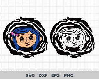 Coraline SVG, Coraline Button Eyes SVG, Multilayer, svg png jpg dxf eps Cricut Silhouette Cutting Files