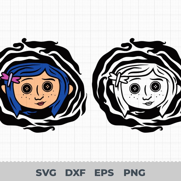 Coraline SVG, Coraline Button Eyes SVG, Multilayer, svg png jpg dxf eps Cricut Silhouette Cutting Files