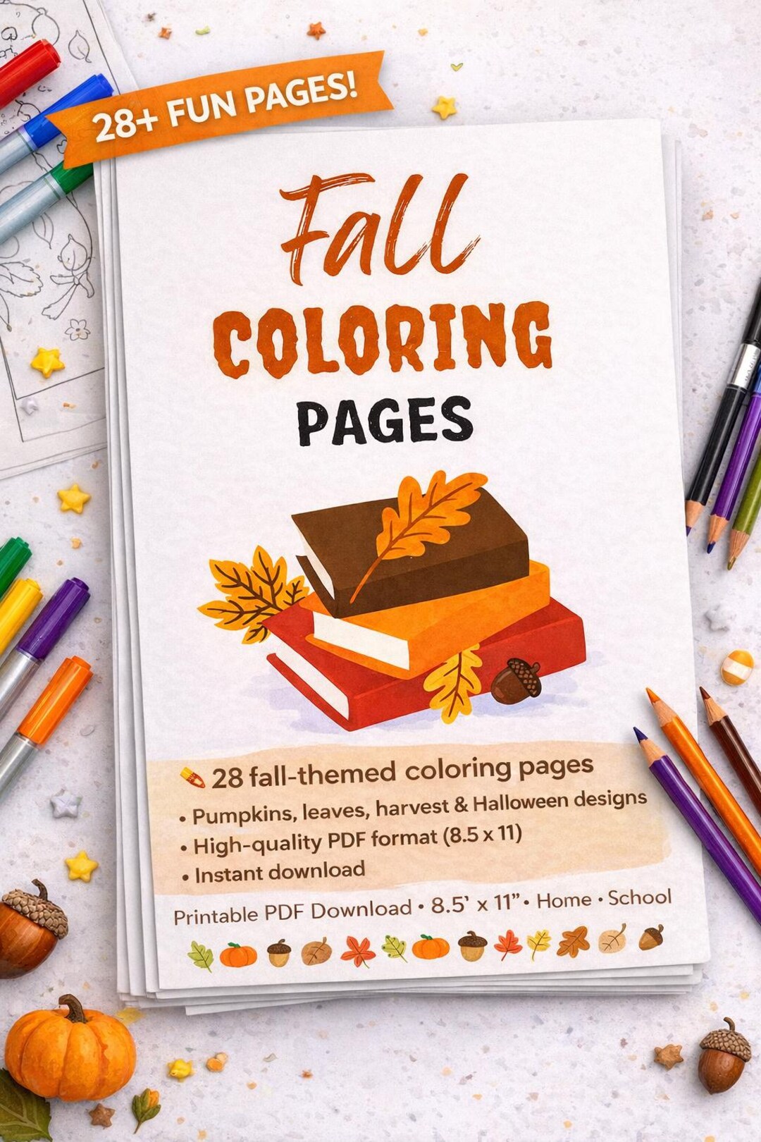 Fall Coloring Pages for Kids | Autumn Coloring Book Printable | Pumpkin ...