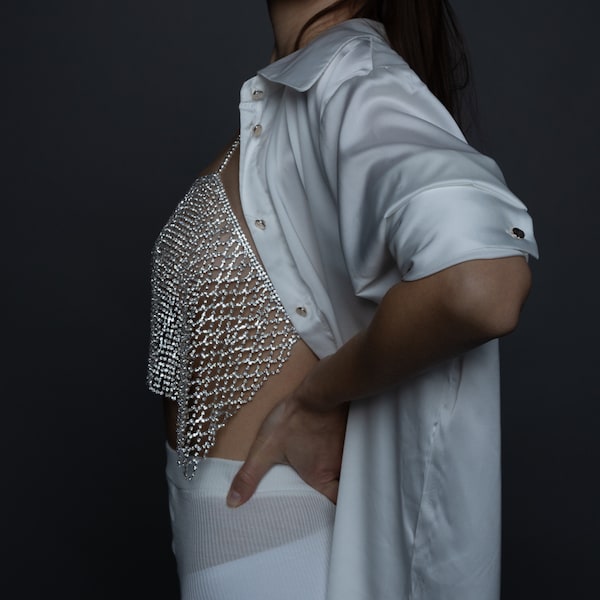 RHINESTONE CUTOUT CROP TOP main image 1