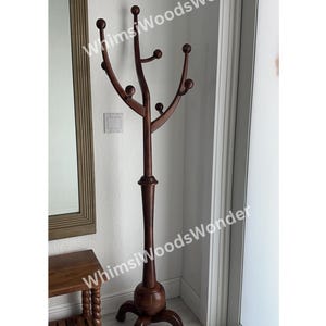 Freestanding Wooden Coat Tree Rack With 8 Hooks | Coat Hanger Stand | Modern Coat Rack | Walnut Coat Rack | Garment Rack | Clothes Rack