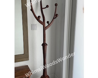 Perchero de madera independiente con 8 ganchos / Perchero moderno / Perchero de nogal / Perchero para ropa