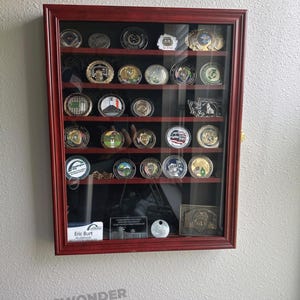 Wooden Military Challenge Coin Display Case | Cabinet Rack Holder | Shadow Box | Memory Box | Knife Case| keepsake Box | Groomsmen Gift Box