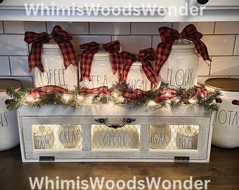 Wood Chicken Wire Countertop Shelf | Pantry Storage Cabinet | Kitchen Counter Shelf | Kitchen Storage | Kitchen Decor | Storage Cabinet