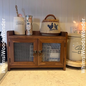 Rustikaler Holz Mini Arbeitsplattenschrank | Schmuckschrank | Küchen Aufbewahrung | Badezimmerschrank | Aufbewahrung auf der Arbeitsplatte | Badezimmer Ablage