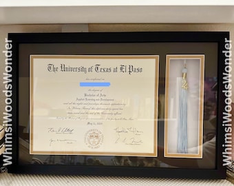 Wooden Diploma Frame with Tassel Holder | College Degree Frame | Graduation Frames | Masters Diploma Frame | Gift For Graduate