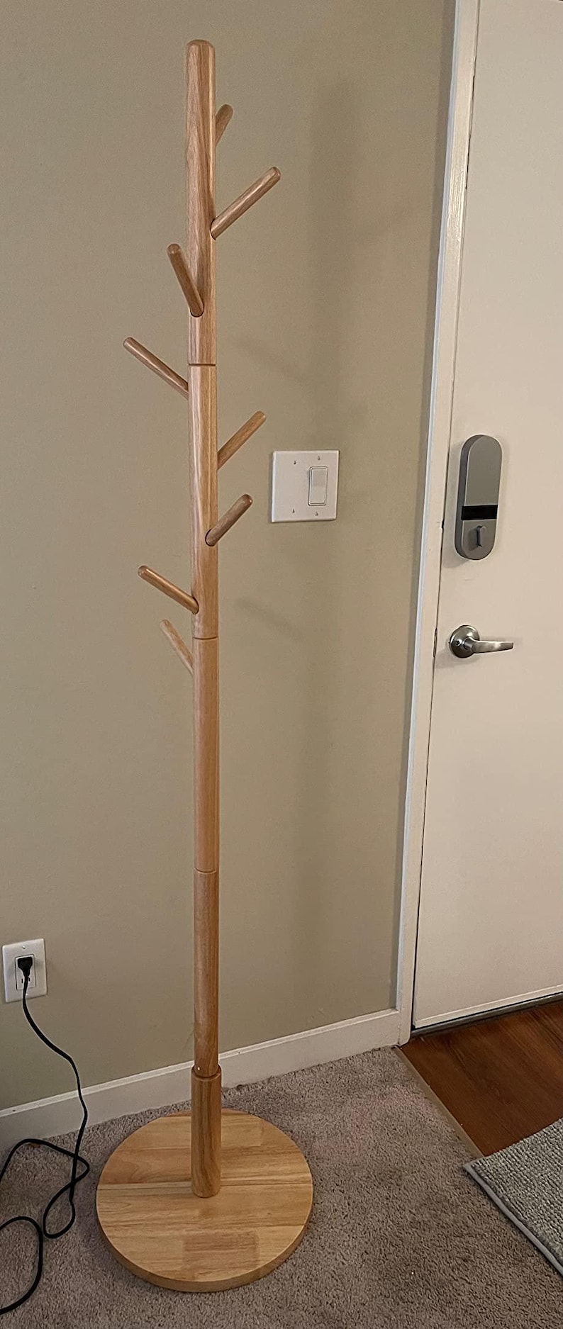 3 Height Wood Standing Coat Rack With 8 Hooks | Coat Hanger | Bag ...