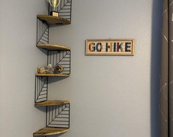 Estante de esquina de pared de 5 niveles / Estantes flotantes rústicos / Estantes de baño / Estantes de cocina / Estantes de esquina flotantes