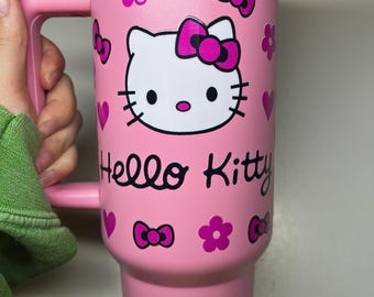 Vaso de Hello Kitty de 40 oz, vaso de Hello Kitty, vaso, vaso rosa, taza de café, taza de viaje