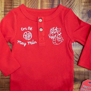 2025 Year of Snake Lunar New Year - Tet - Vietnamese Baby Long Sleeve Onesie