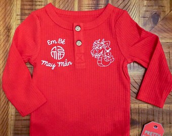 2025 Year of Snake Lunar New Year - Tet - Vietnamese Baby Long Sleeve Onesie