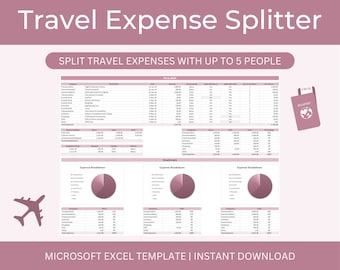 Travel Expense Splitter Spreadsheet Template for Microsoft Excel